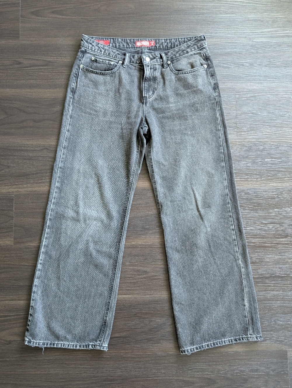 Lucky Brand Lucky Legend Faded Black Baggy Wide Leg Jeans Size 10/30R Distressed